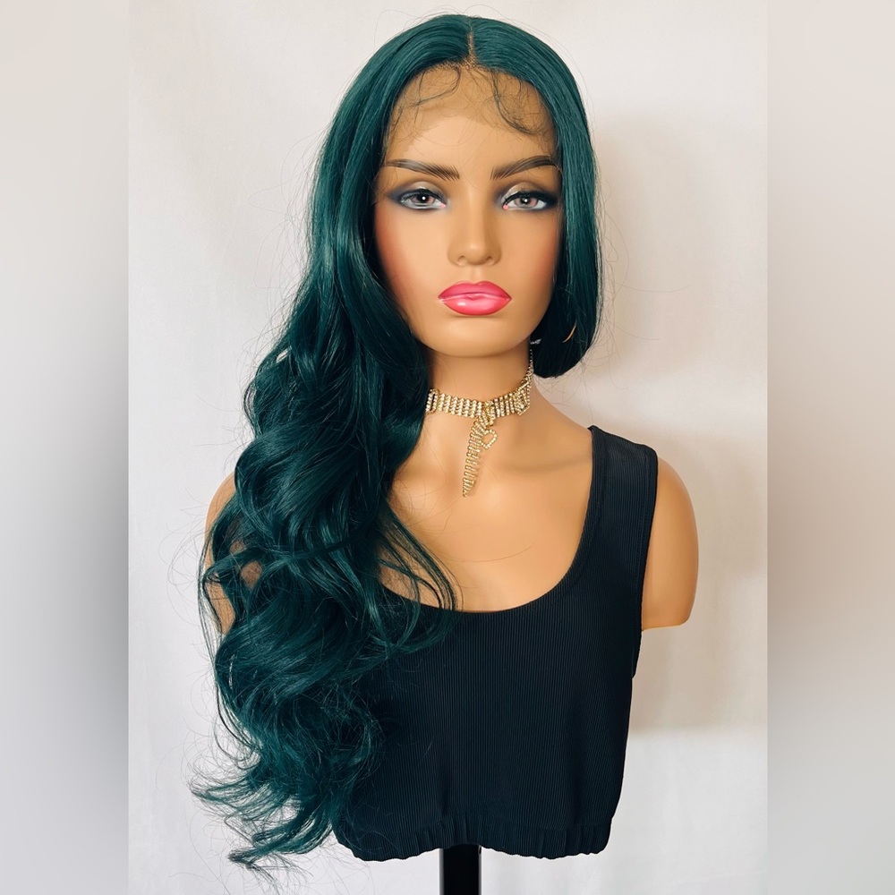 Very Pretty! Deep Green Premium Fiber Lace Front Wig - Daily Wear/Events/Photos